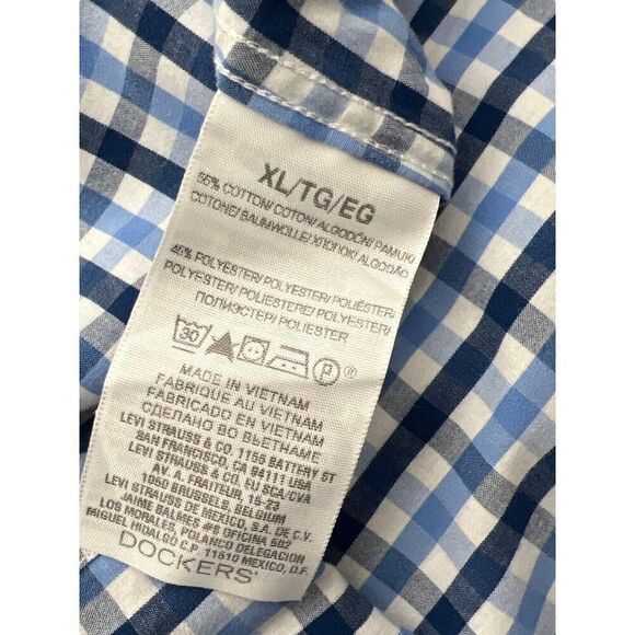 Dockers Men Wrinkle Free Blue Short Sleeve Shirt Size XL - Picture 9 of 10